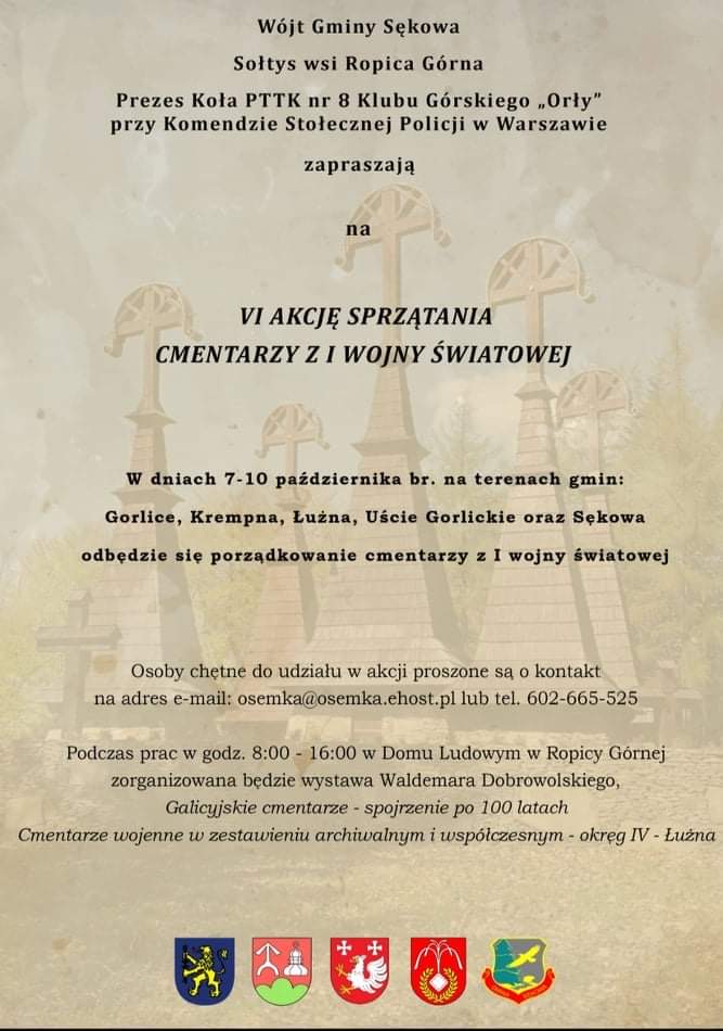 VI akcja sprzątania cmentarzy z I Wojny Światowej - zaproszenie